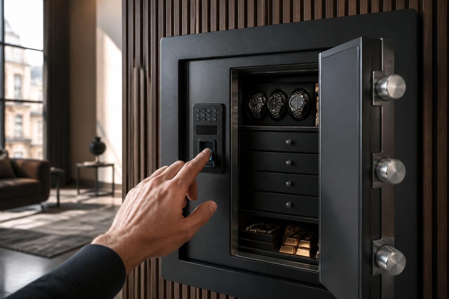 protégez vos biens précieux avec notre coffre-fort biométrique haute sécurité, alliant technologie avancée et fiabilité pour une tranquillité d'esprit garantie.